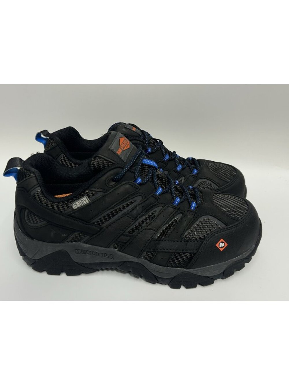 Merrell Moab 2 Work Shoes Mens Size 7.5 Black Vent Composite Toe Waterproof *EUC